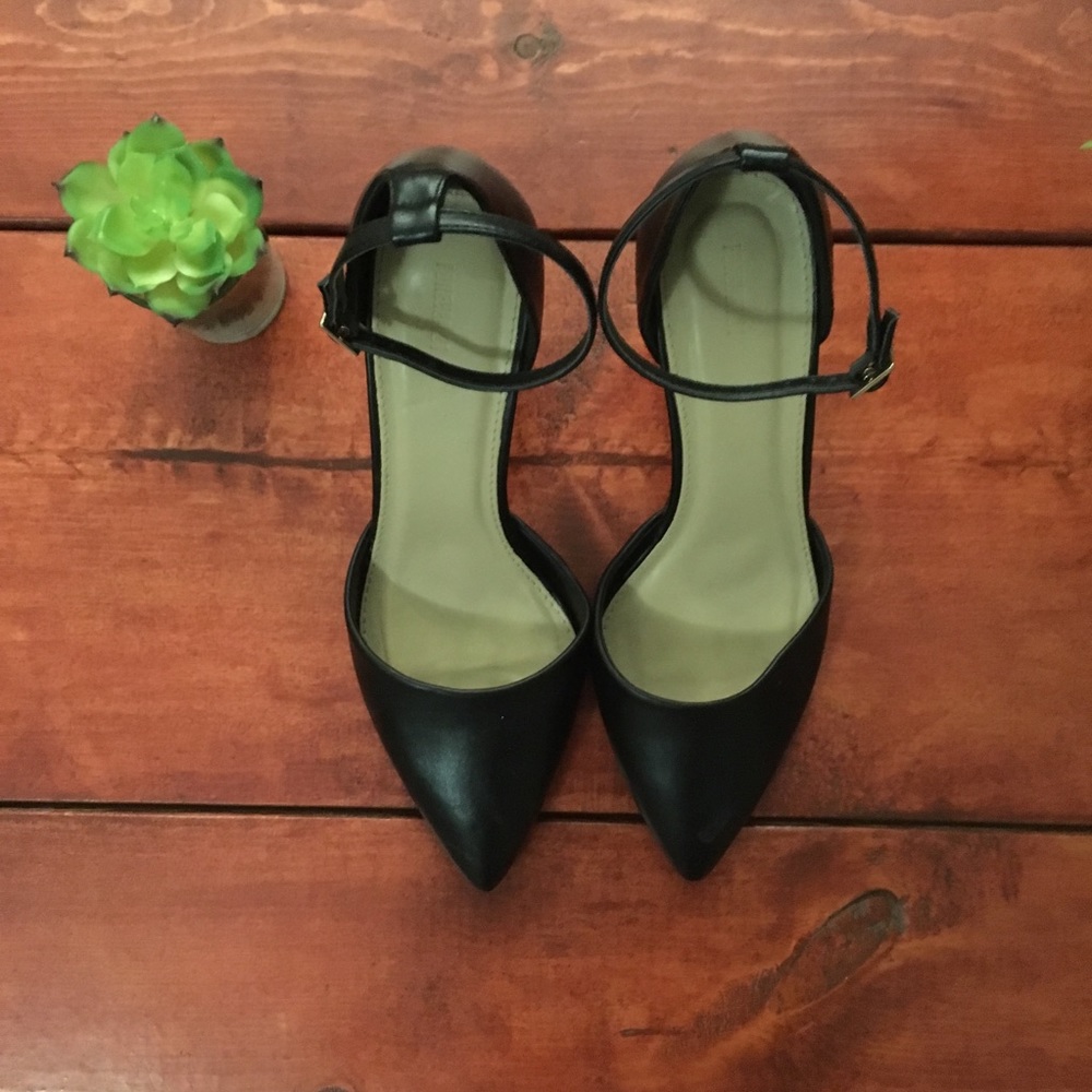Black ankle strap heels